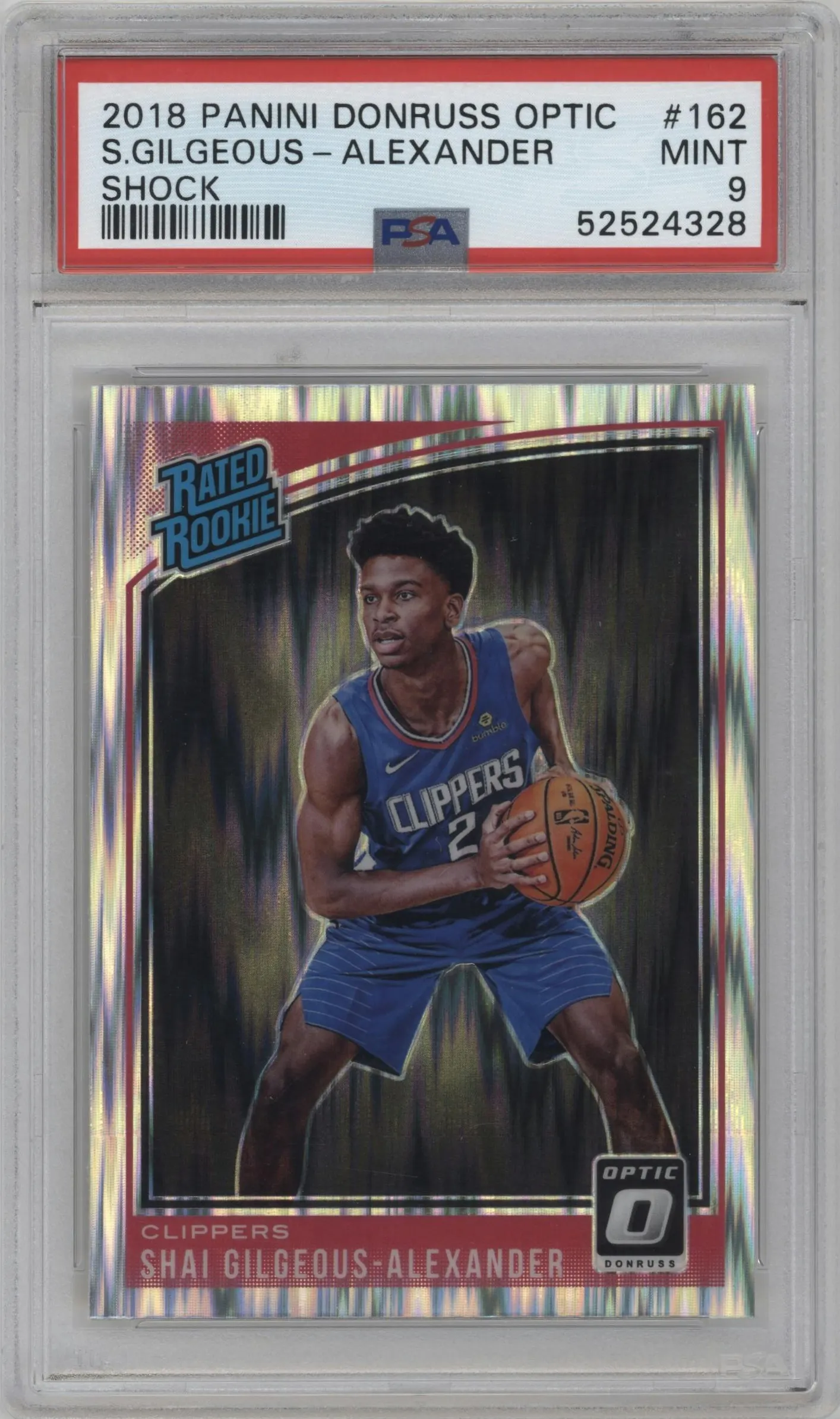 2018 Panini Donruss Optic Rated Rookie Shai Gilgeous-Alexander Shock PSA 9