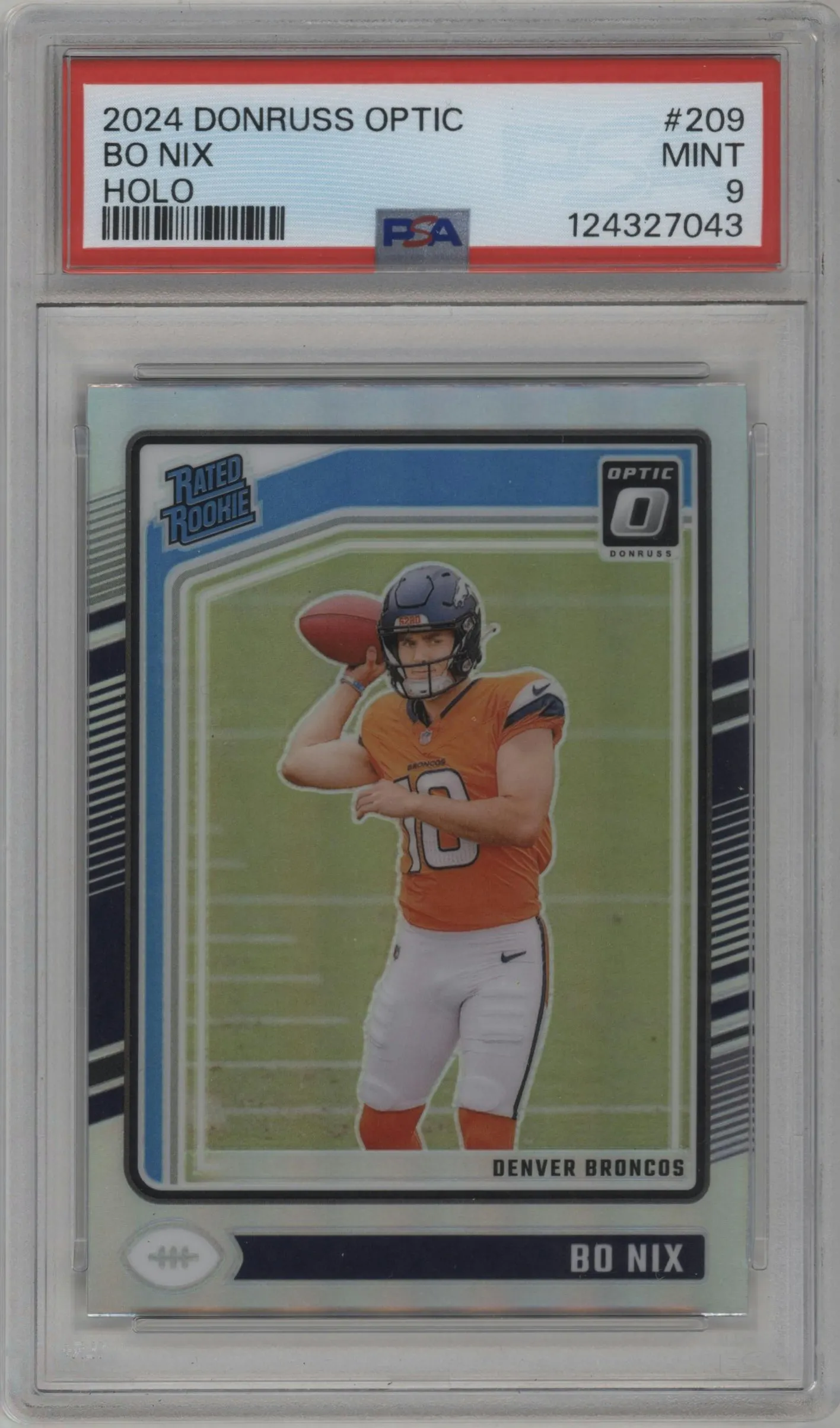 2024 Donruss Optic Rated Rookie Bo Nix Holo #209 PSA 9