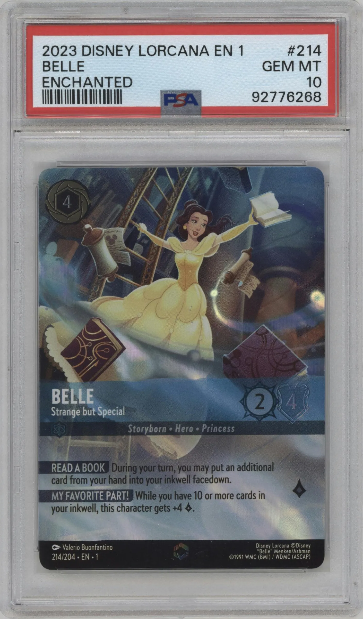 2023 Disney Lorcana The First Chapter Belle Enchanted #214 PSA 10