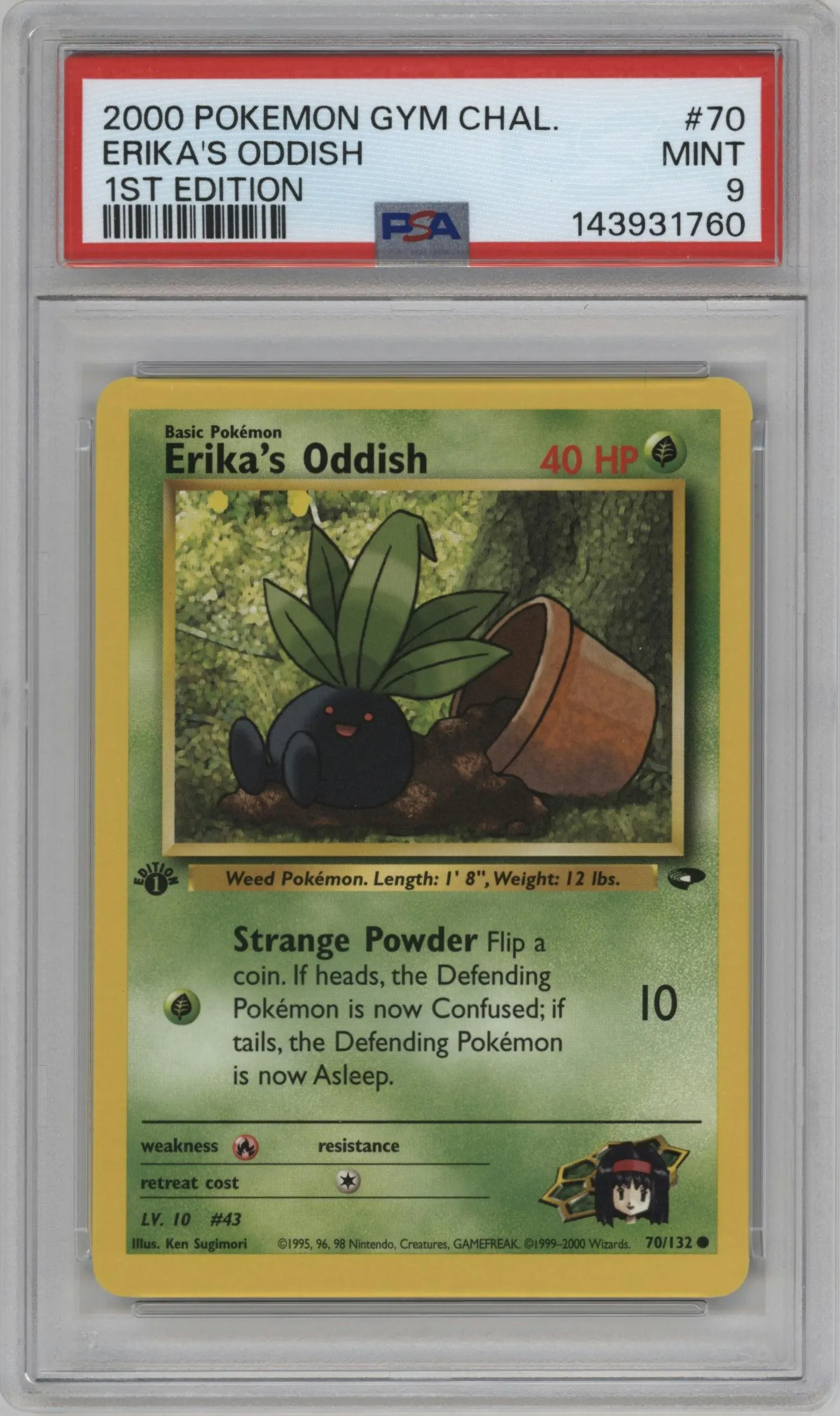 2000 Pokemon GH Gym Challenge Erika's Oddish #70 PSA 9