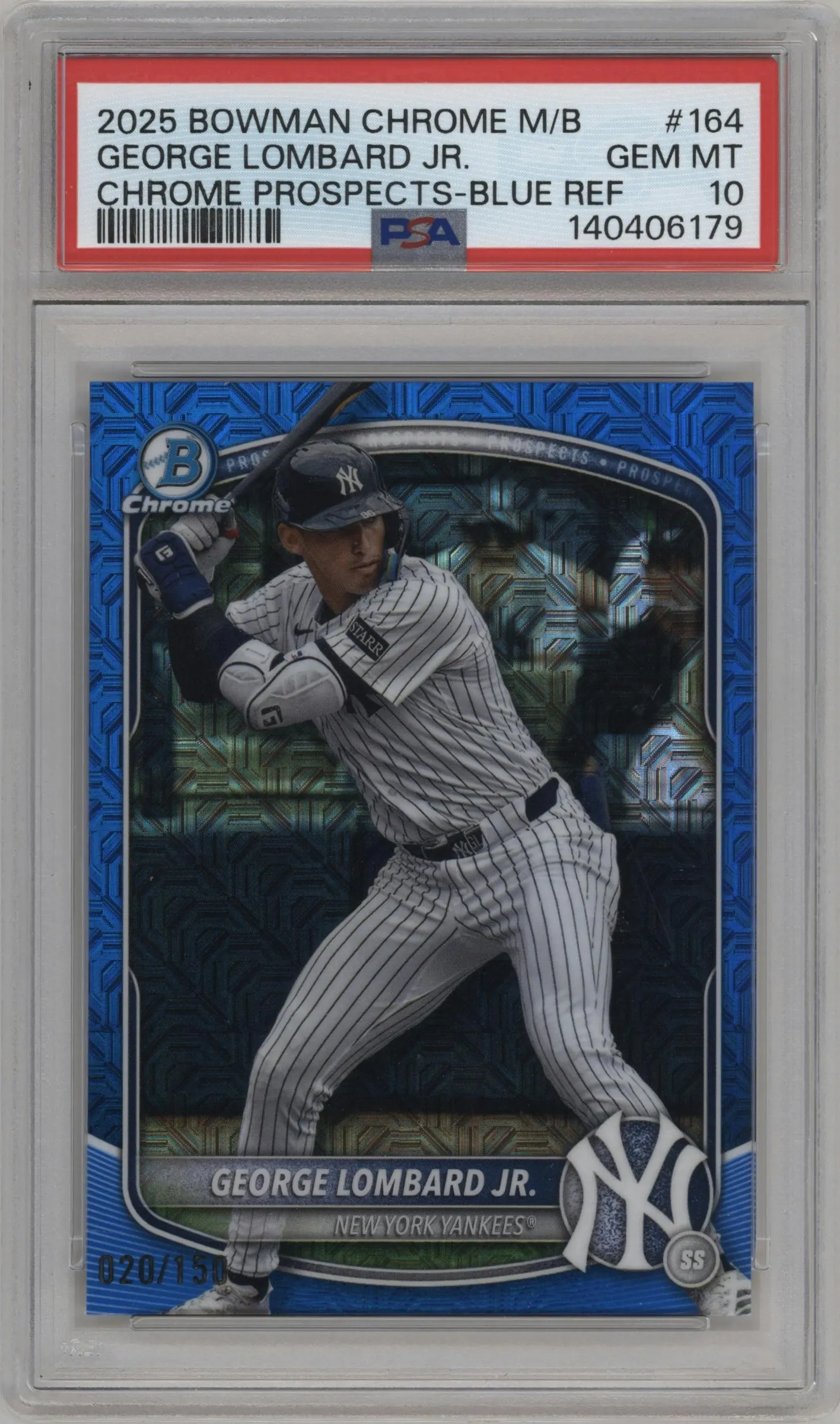 2025 Bowman Chrome Mega Box Chr.Pros. George Lombard Jr. Blue Mega Refractor #BCP-164 PSA 10