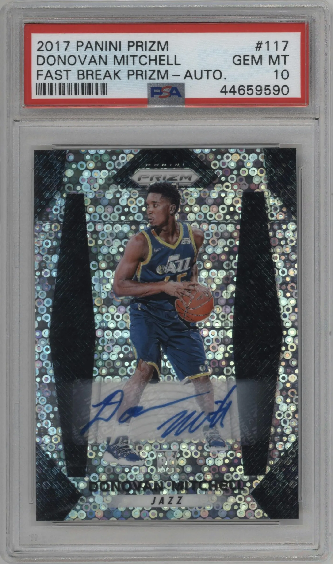 2017 Panini Prizm Fast Break Auto Donovan Mitchell PSA 10