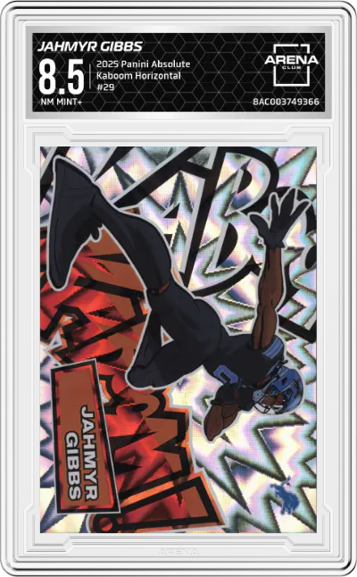 2025 Panini Absolute Kaboom Horizontal Jahmyr Gibbs #29 ARENA CLUB 8.5