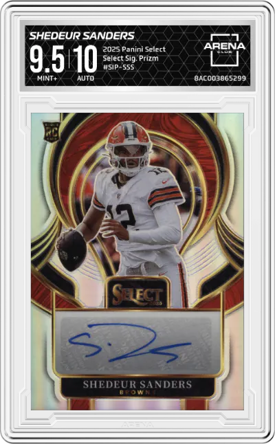 2025 Panini Select Select Sig. Shedeur Sanders Prizm #SIP-SSS ARENA CLUB 9.5