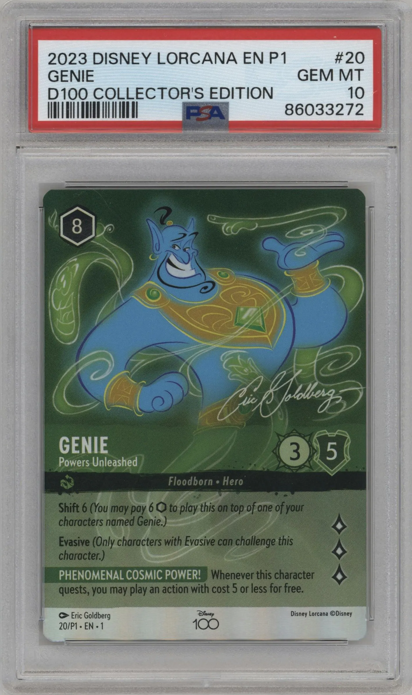 2023 Disney Lorcana Disney100 Set Genie #20 PSA 10