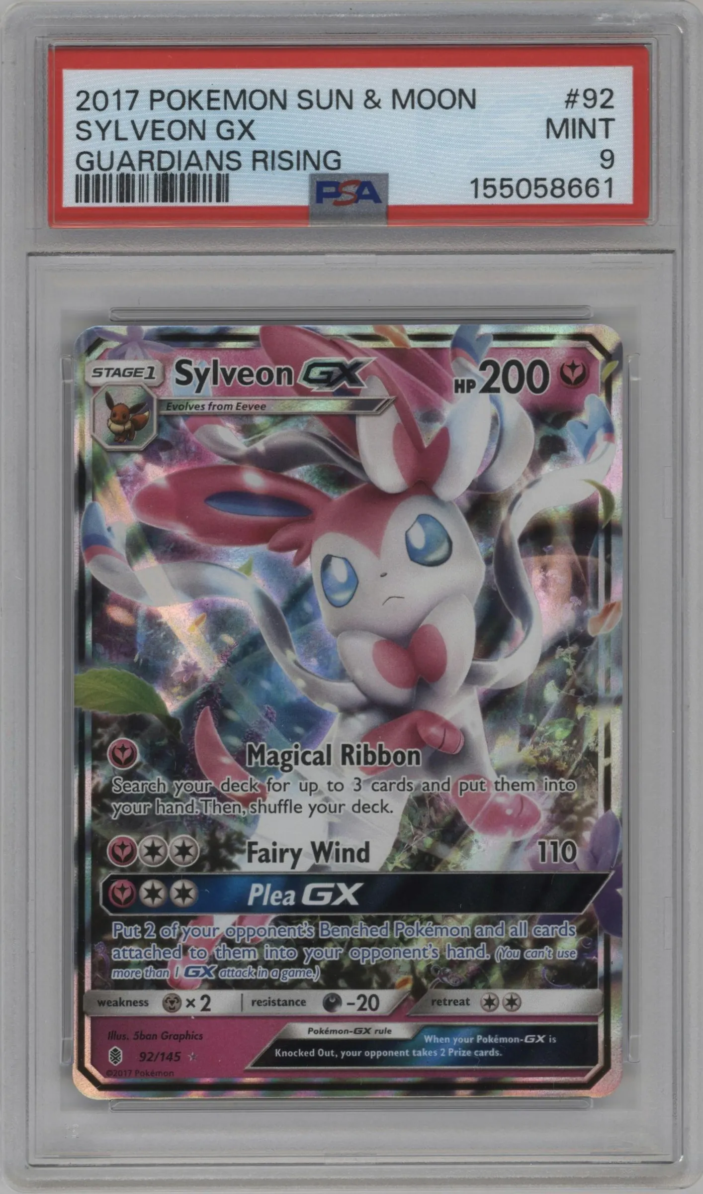 2017 Pokemon S&M Guardians Rising Sylveon GX #92 PSA 9