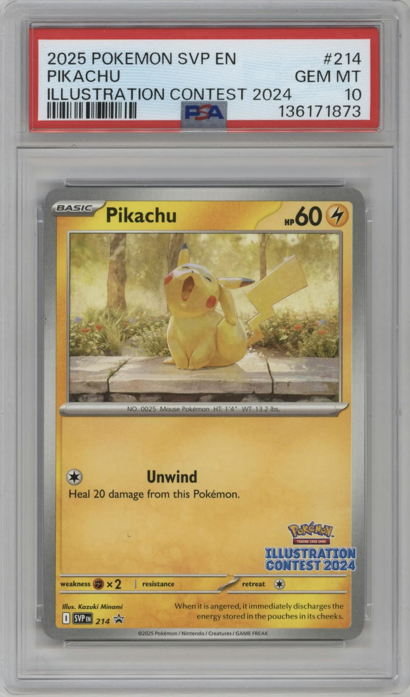 2025 Pokemon SV Pikachu Illustration Contest 2024 #214 PSA 10