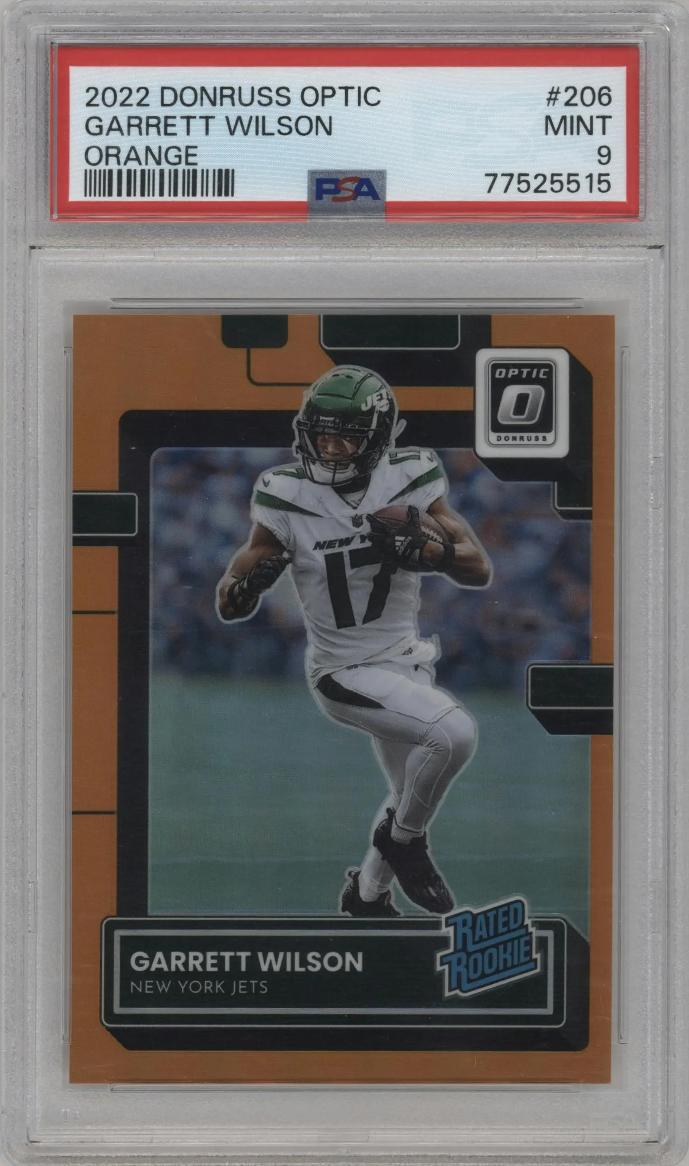 2022 Panini Donruss Optic Rated Rookie Garrett Wilson Orange #206 PSA 9