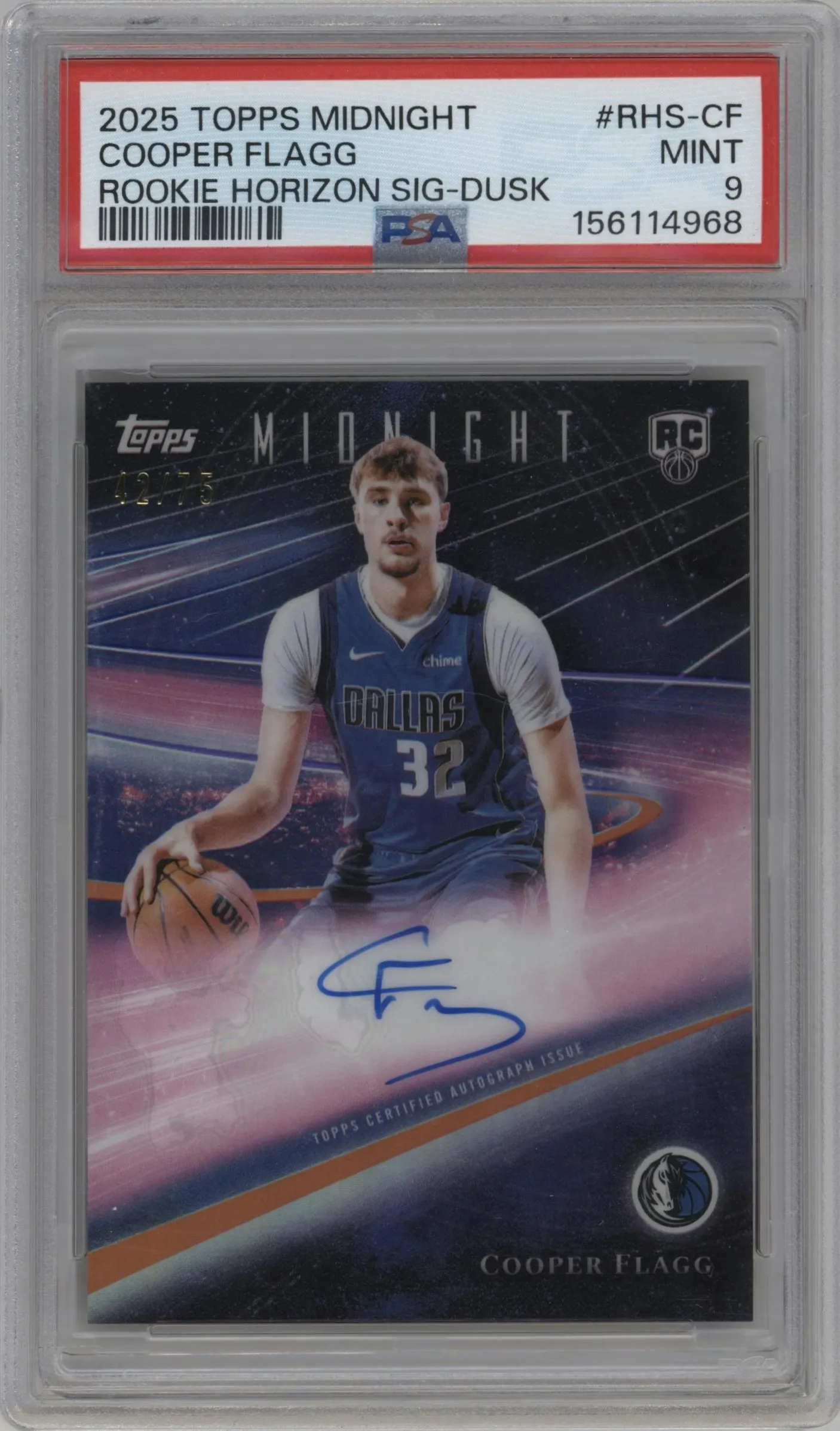 2025 Topps Midnight Rke.Hrzn.Sig. Cooper Flagg Dusk #RHS-CF PSA 9