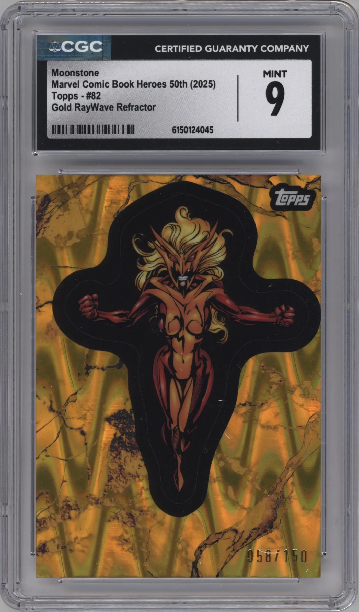 2025 Topps Marvel Comic Book Heroes 1975 Golden Anniversary Moonstone Gold Raywave CGC 9