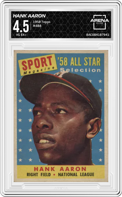 1958 Topps Hank Aaron #488 ARENA CLUB 4.5