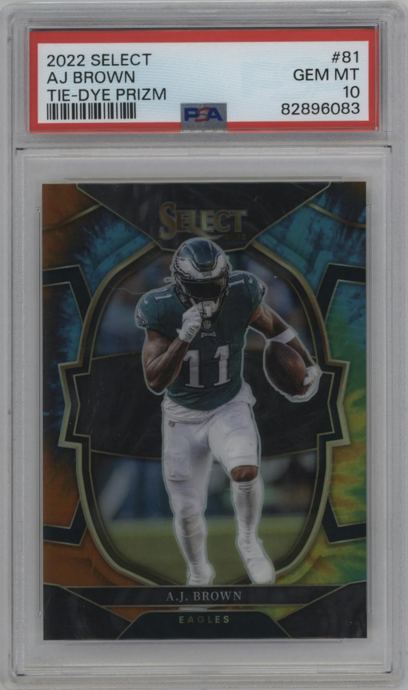 2022 Panini Select A.J. Brown Tie-Dye #81 PSA 10