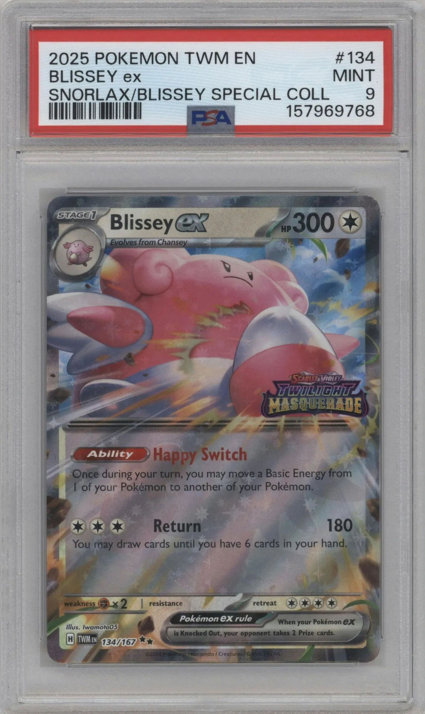 2025 Pokemon SV Twilight Masquerade Blissey ex Snorlax ex & Blissey ex Special Collection exclusive #134 PSA 9