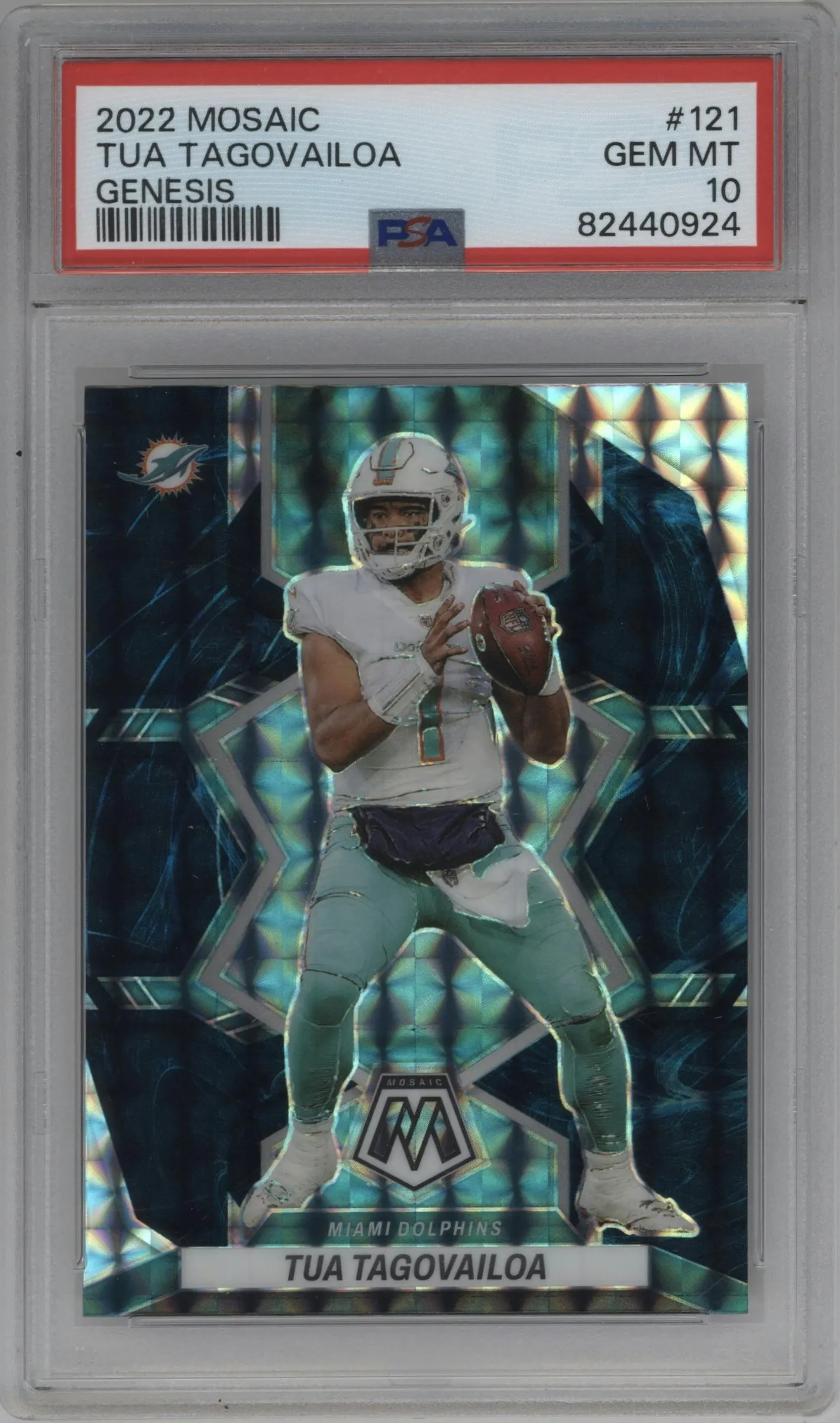 2022 Panini Mosaic Tua Tagovailoa Genesis #121 PSA 10