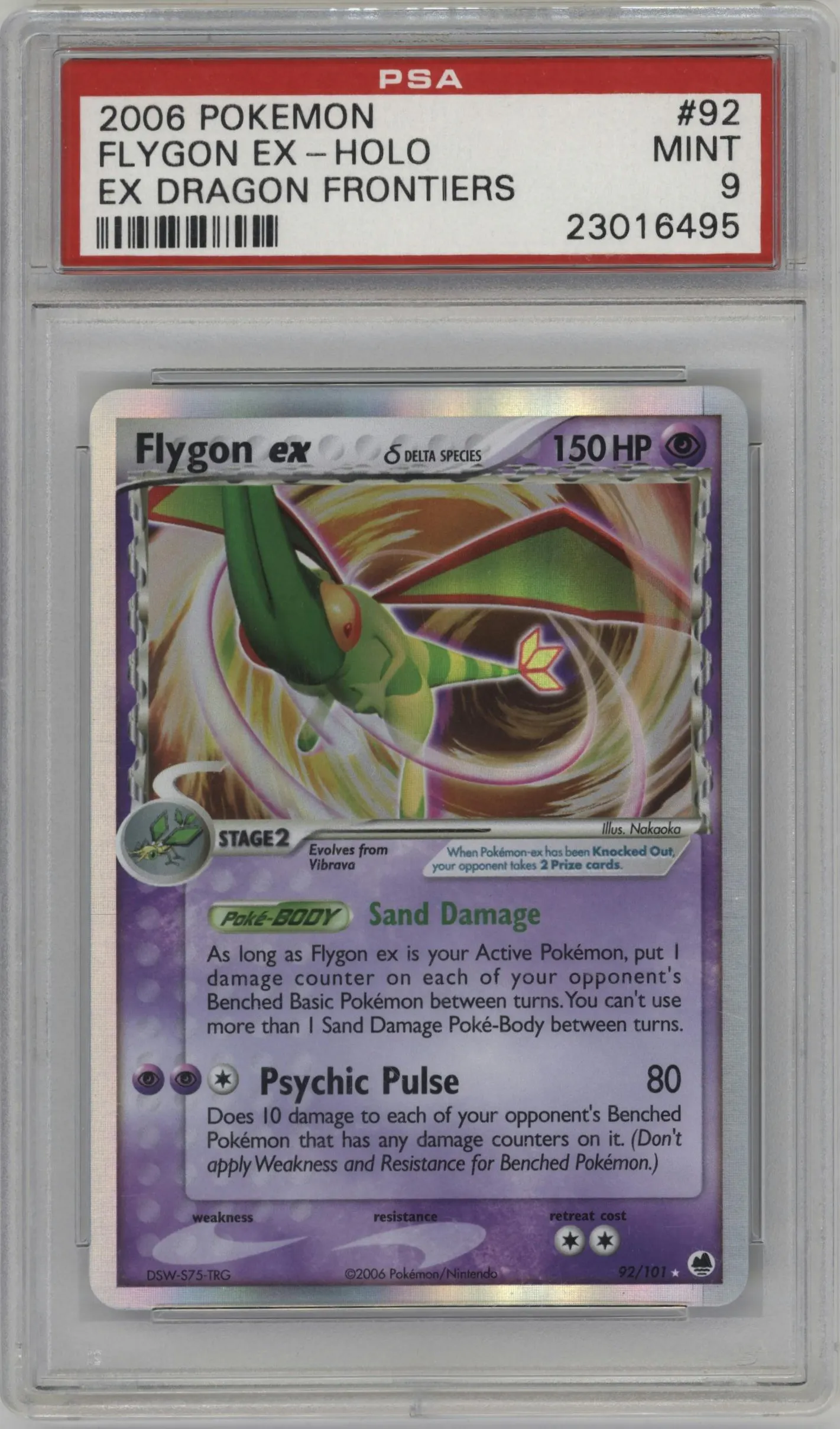 2006 Pokemon EX Dragon Frontiers Flygon ex #92 PSA 9