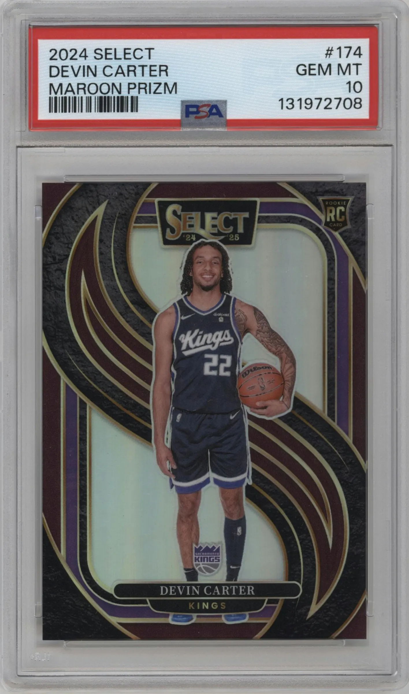 2024 Panini Select Pre.Lvl. Devin Carter Maroon Prizm #174 PSA 10
