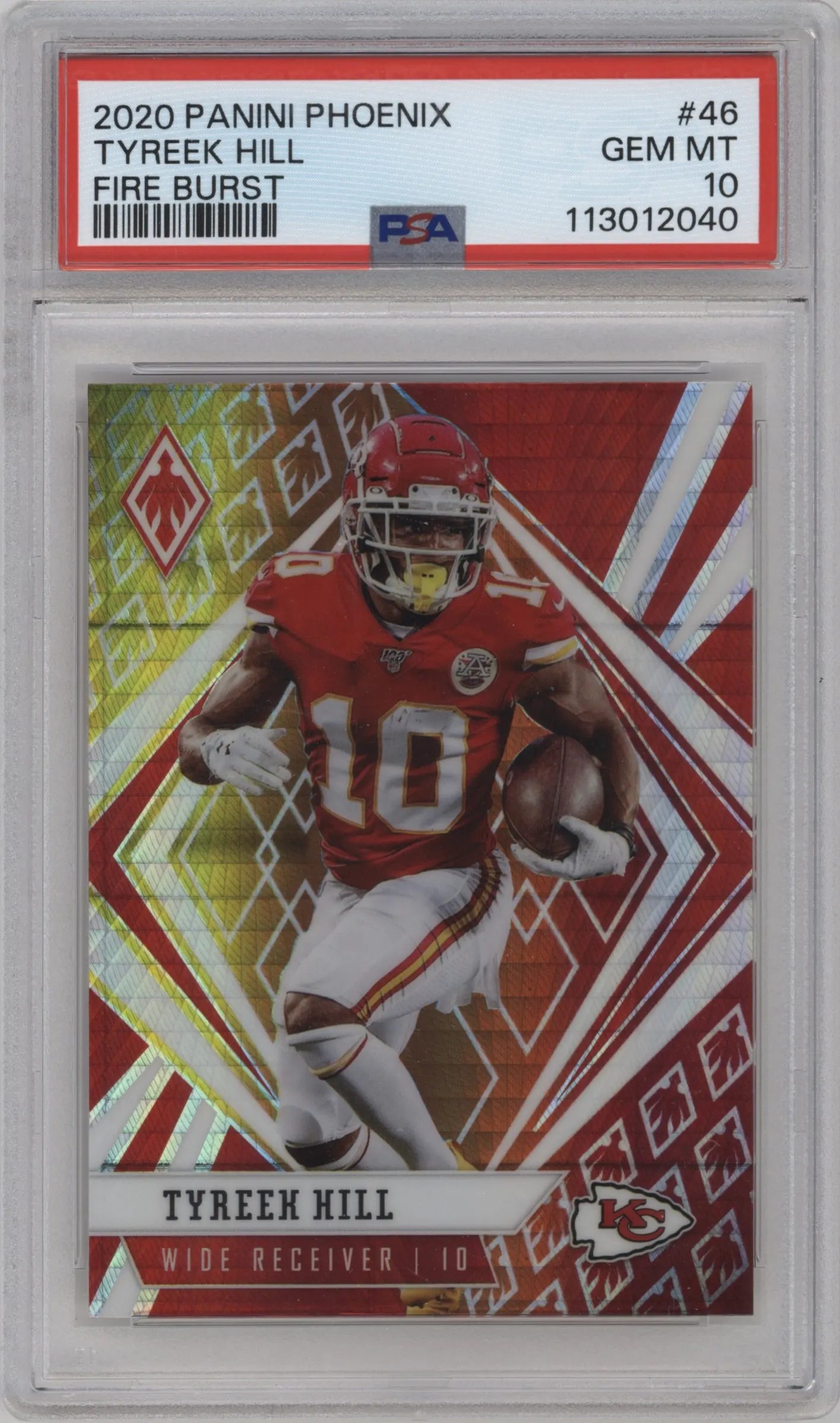 2020 Panini Phoenix Tyreek Hill Fire Burst #46 PSA 10