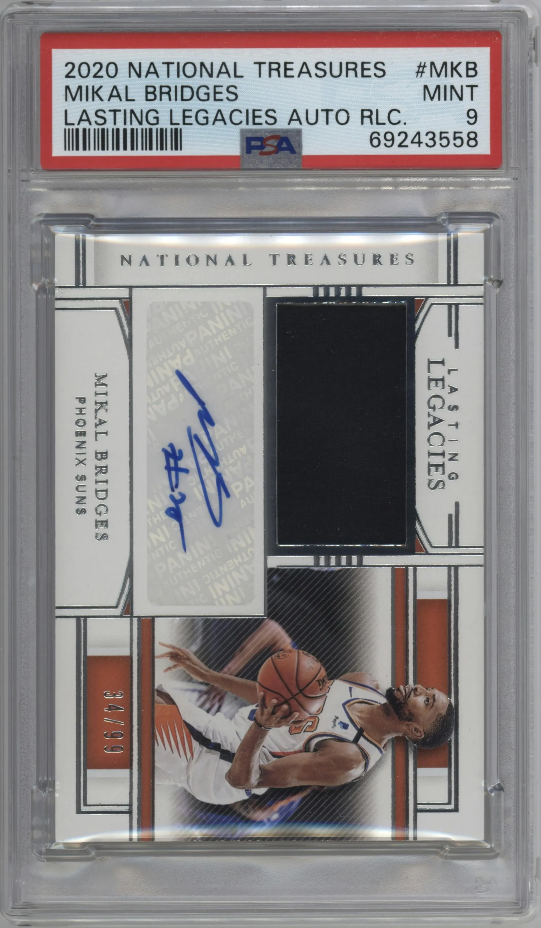 2020 Panini National Treasures Lasting Legacies Mikal Bridges #LL-MKB PSA 9