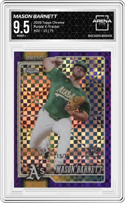 2026 Topps Chrome Mason Barnett Purple X-Fractor #22 ARENA CLUB 9.5