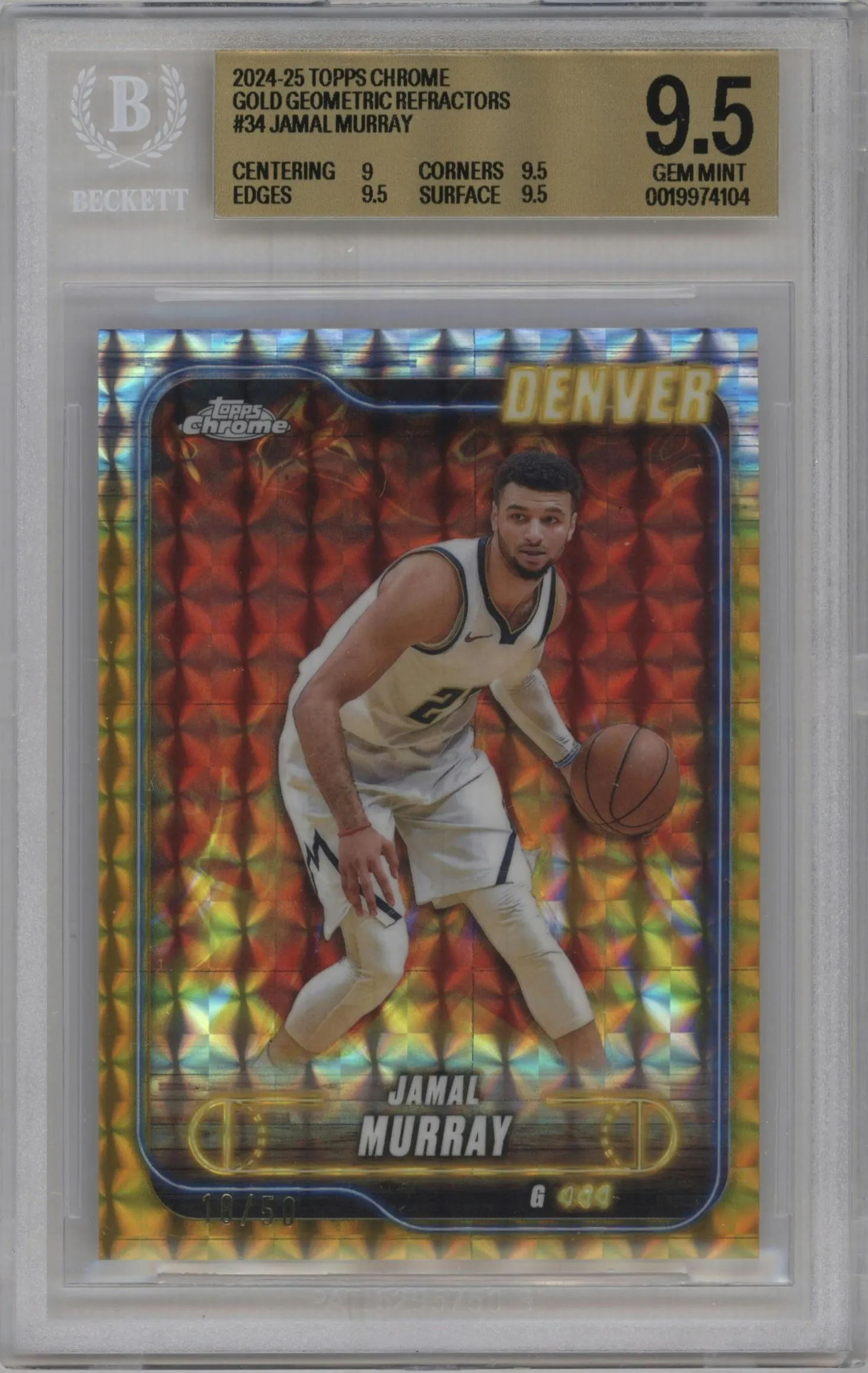 2024 Topps Chrome Jamal Murray Gold Geometric Refractor #34 BGS 9.5