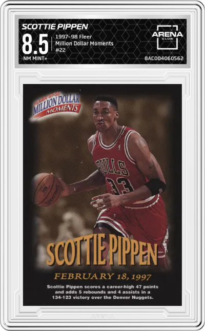 1997 Fleer Million Dollar Moments Scottie Pippen #22 ARENA CLUB 8.5