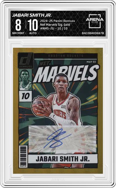 2024 Panini Donruss Net Marvels Sig. Jabari Smith Jr. Gold ARENA CLUB 8