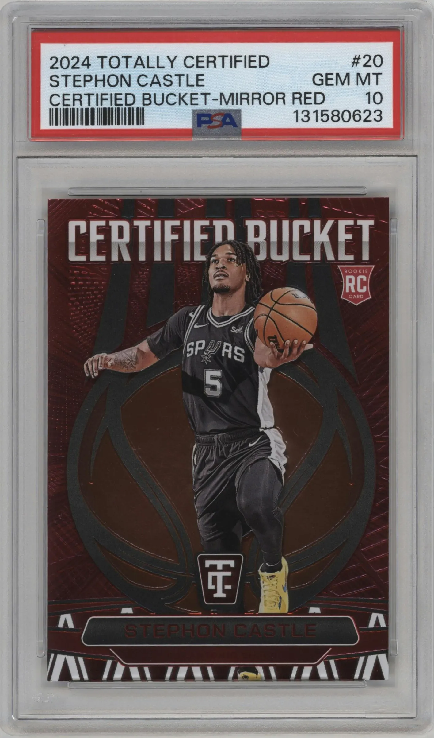 2024 Panini Totally Certified Certified Bucket Stephon Castle Red Mirror #20 PSA 10