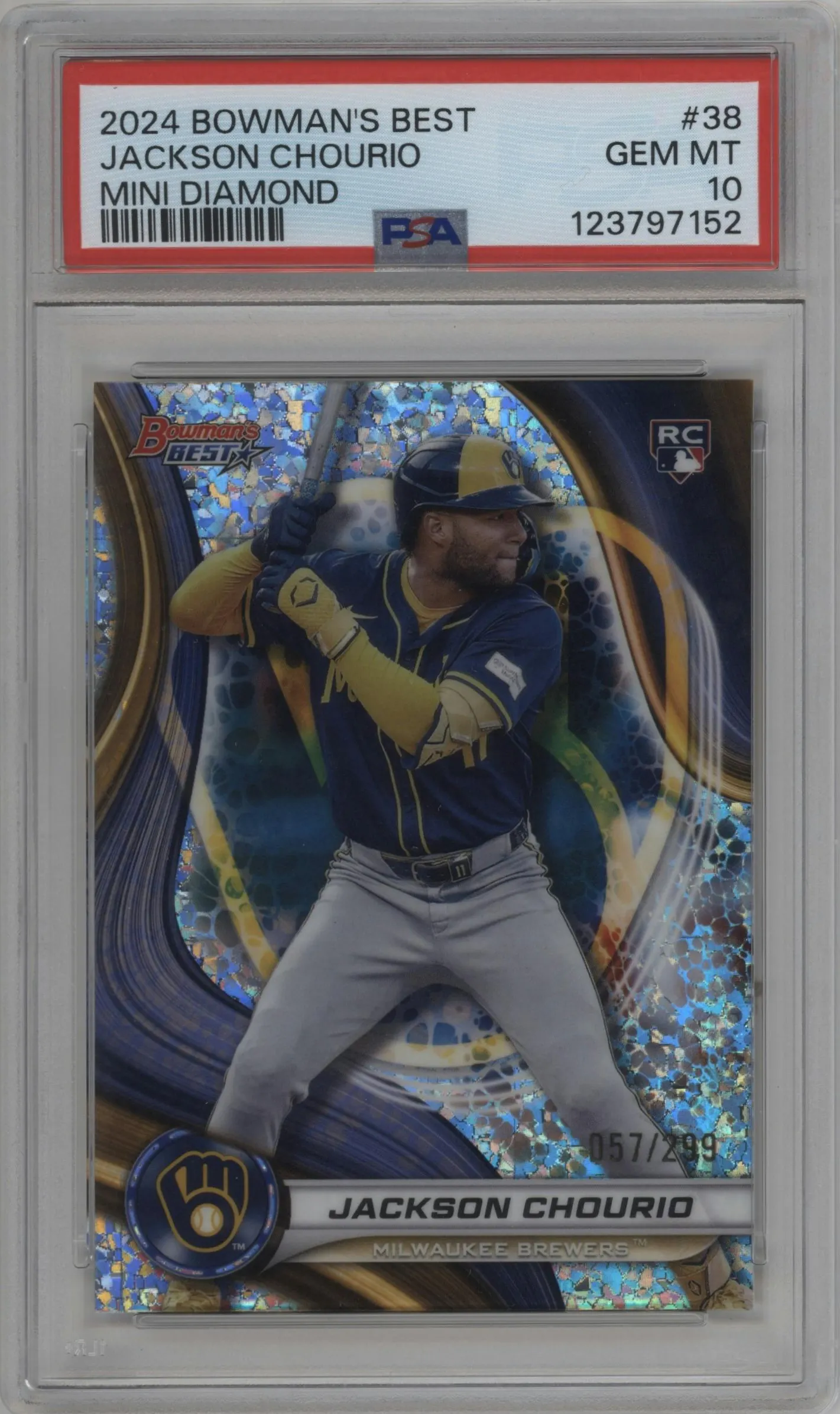 2024 Bowman's Best Jackson Chourio Mini-Diamond Refractor #38 PSA 10