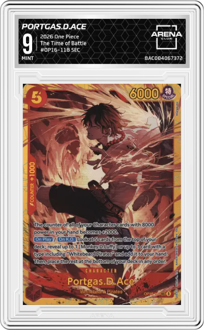 2026 One Piece The Time of Battle Portgas.D.Ace SEC #OP16-118 SEC ARENA CLUB 9
