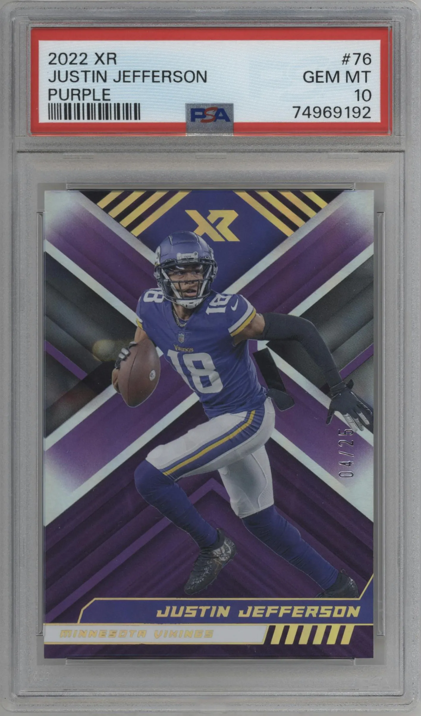 2022 Panini XR Justin Jefferson Purple #76 PSA 10