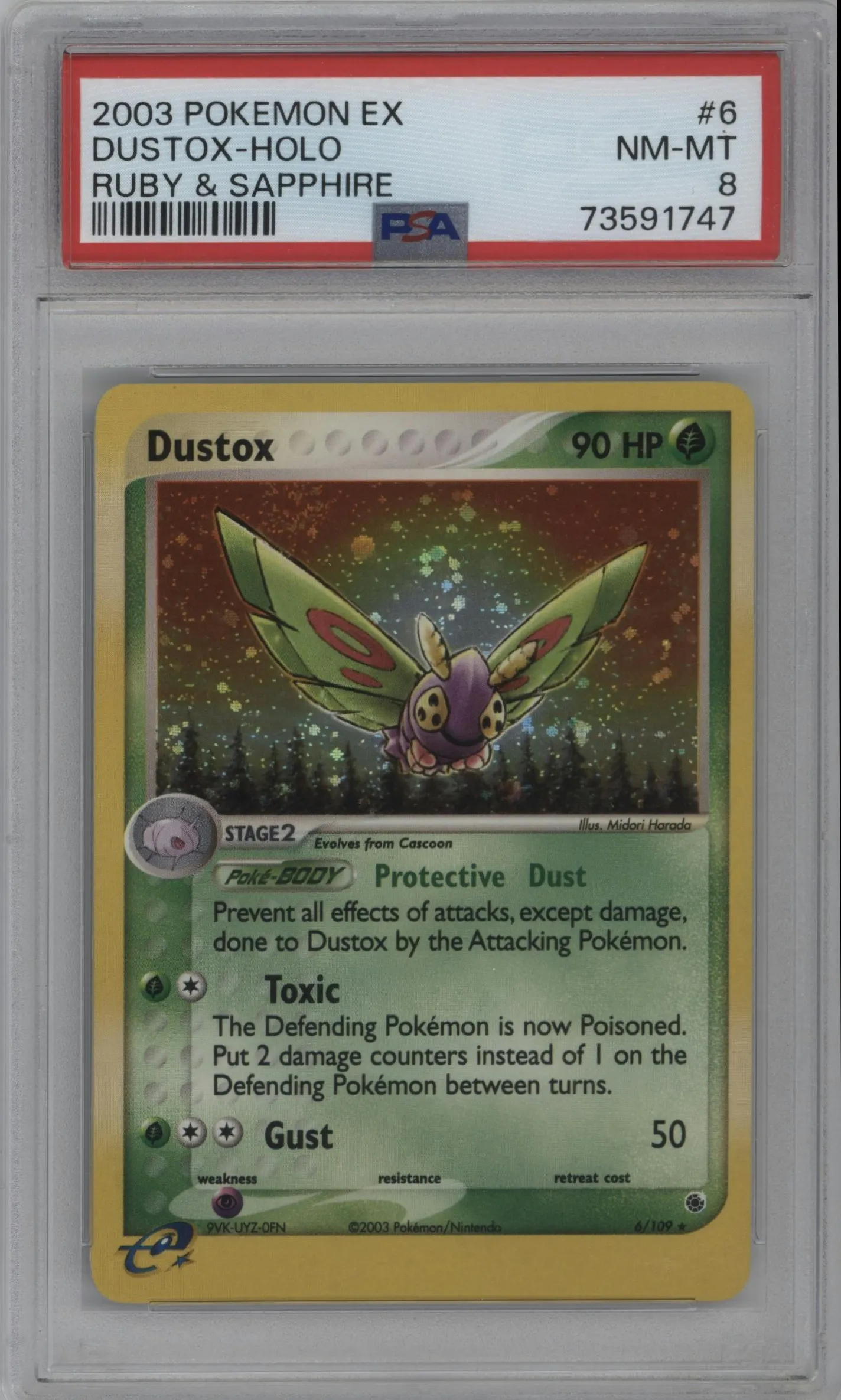 2003 Pokemon EX Ruby & Sapphire Dustox #6 PSA 8