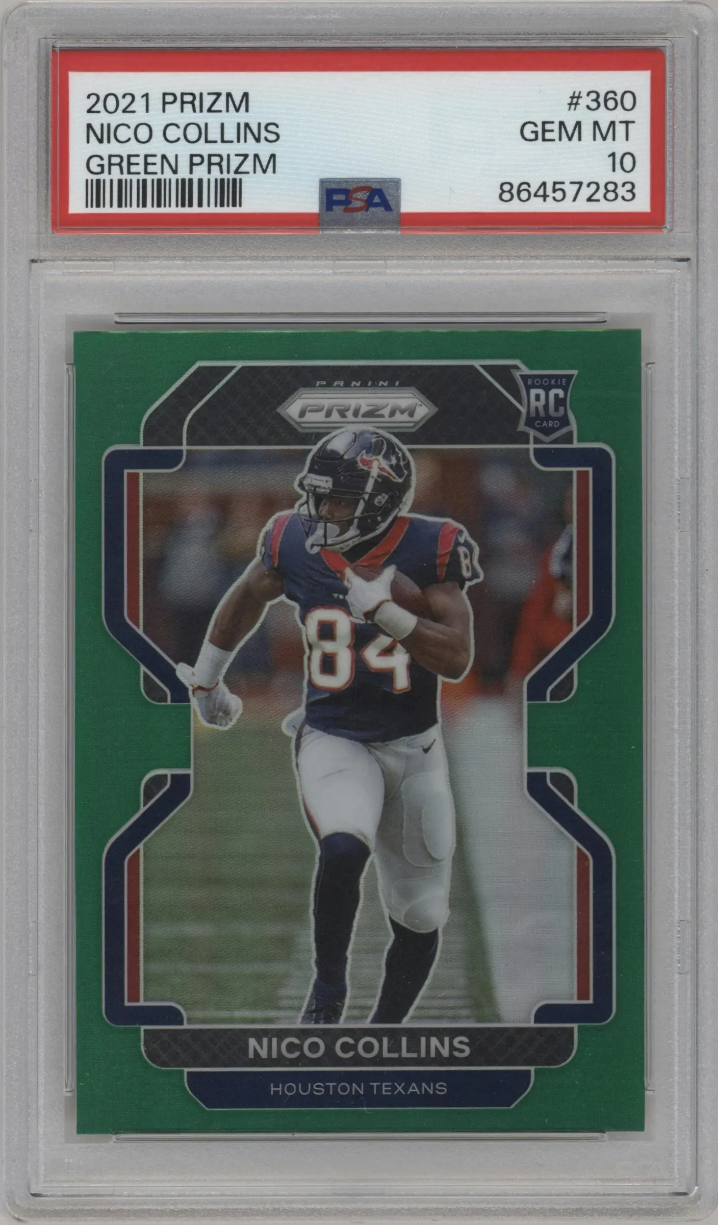 2021 Panini Prizm Nico Collins Green Prizm PSA 10