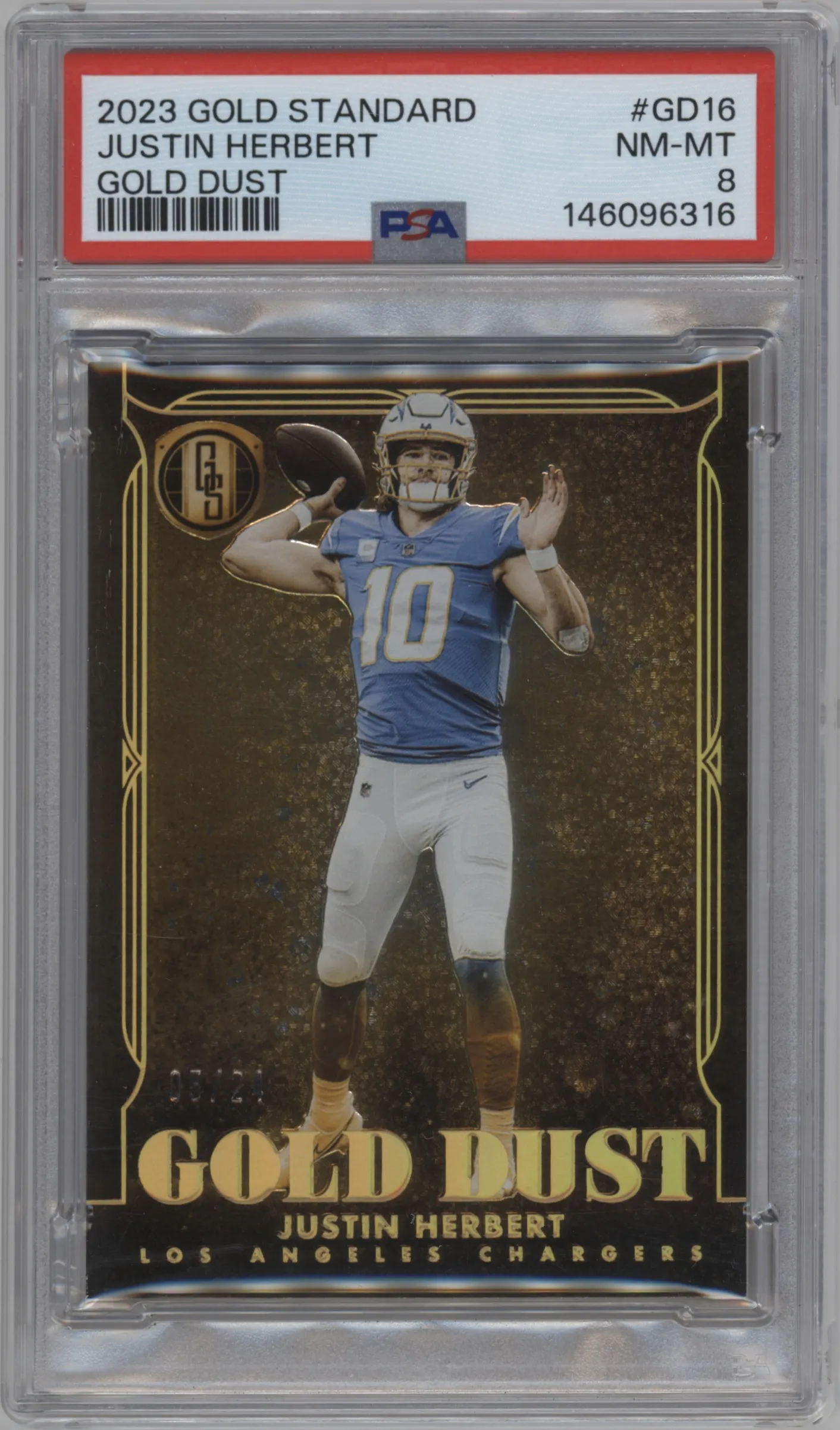 2023 Panini Gold Standard Gold Dust Justin Herbert #GD-16 PSA 8