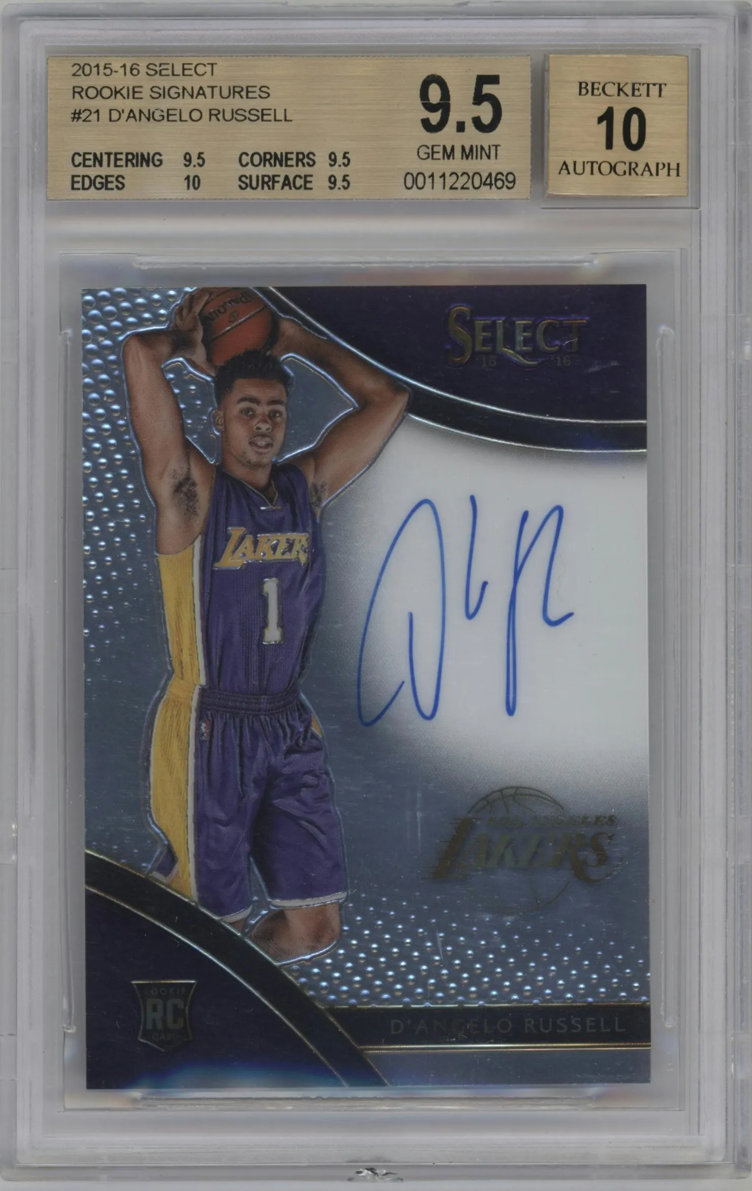 2015 Panini Select Rke.Sig. D'Angelo Russell #RS-DR BGS 9.5