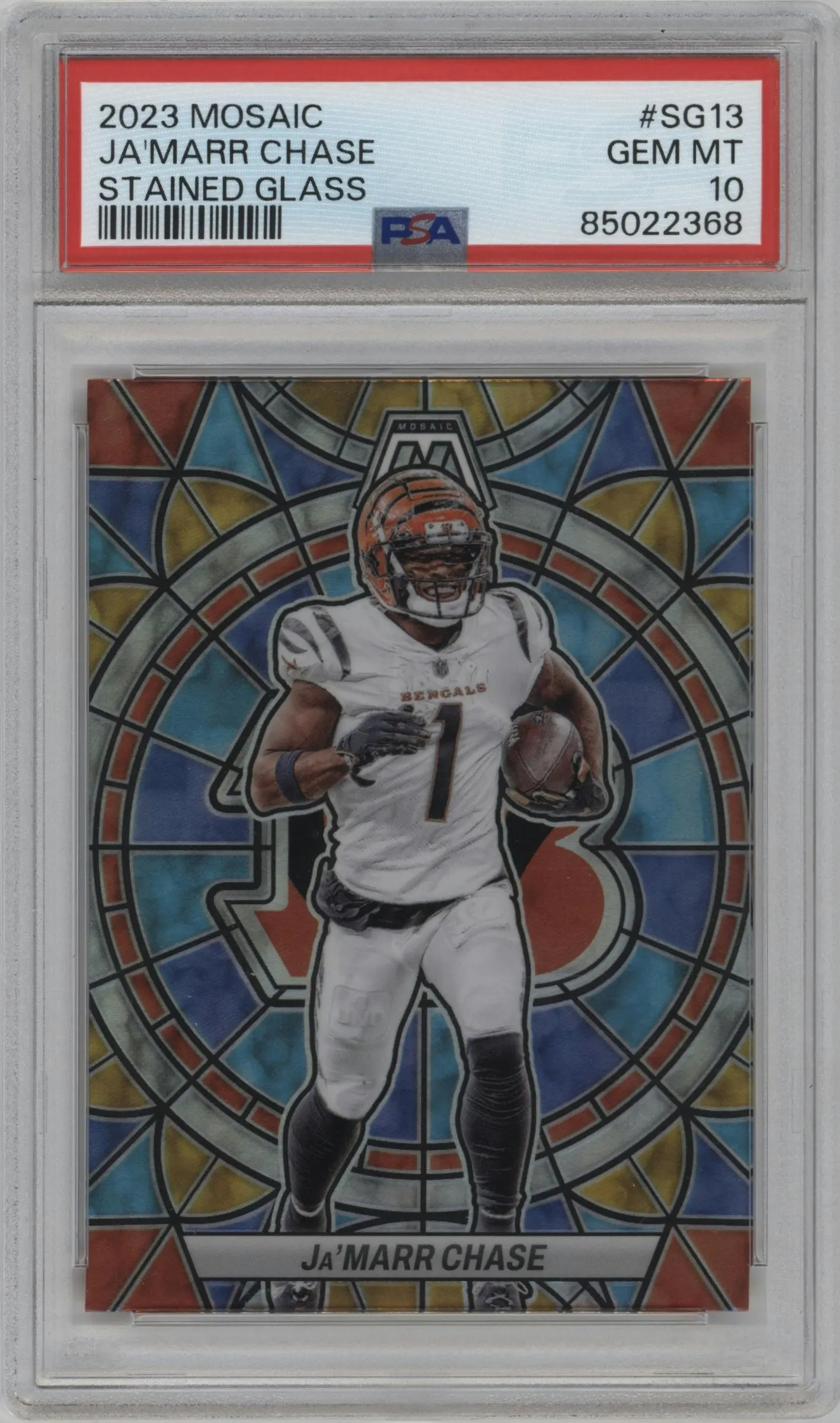 2023 Panini Mosaic Stained Glass Ja'Marr Chase #SG-13 PSA 10