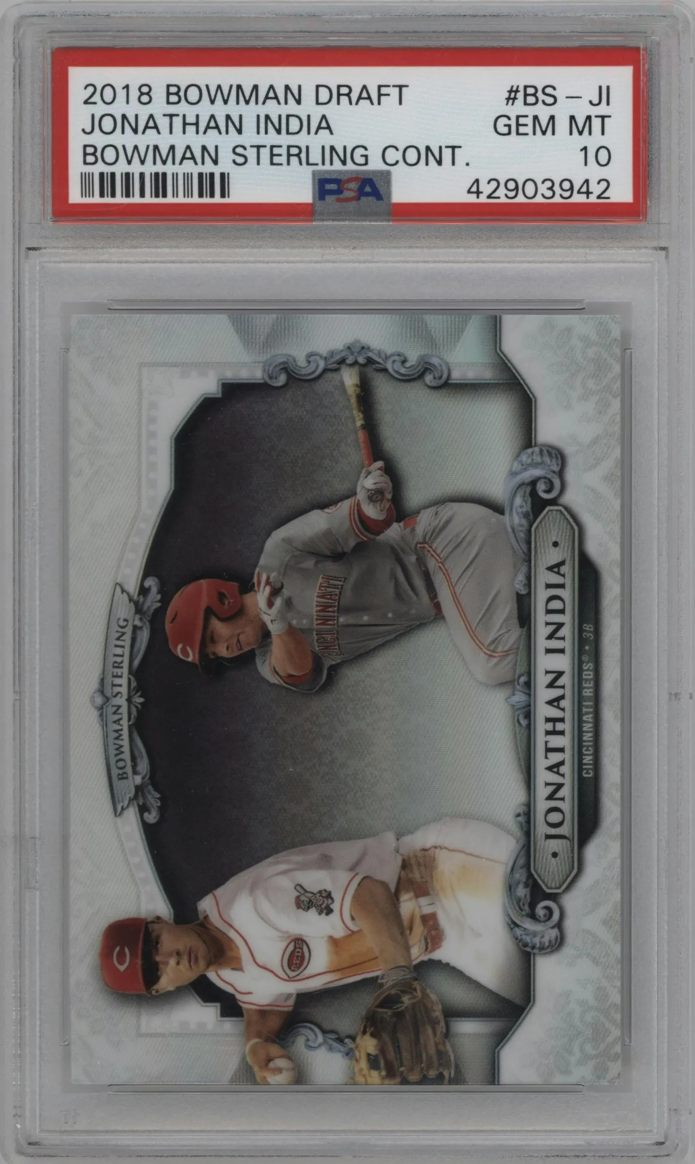2018 Bowman Draft Sterling Continuity Jonathan India #BS-JI PSA 10