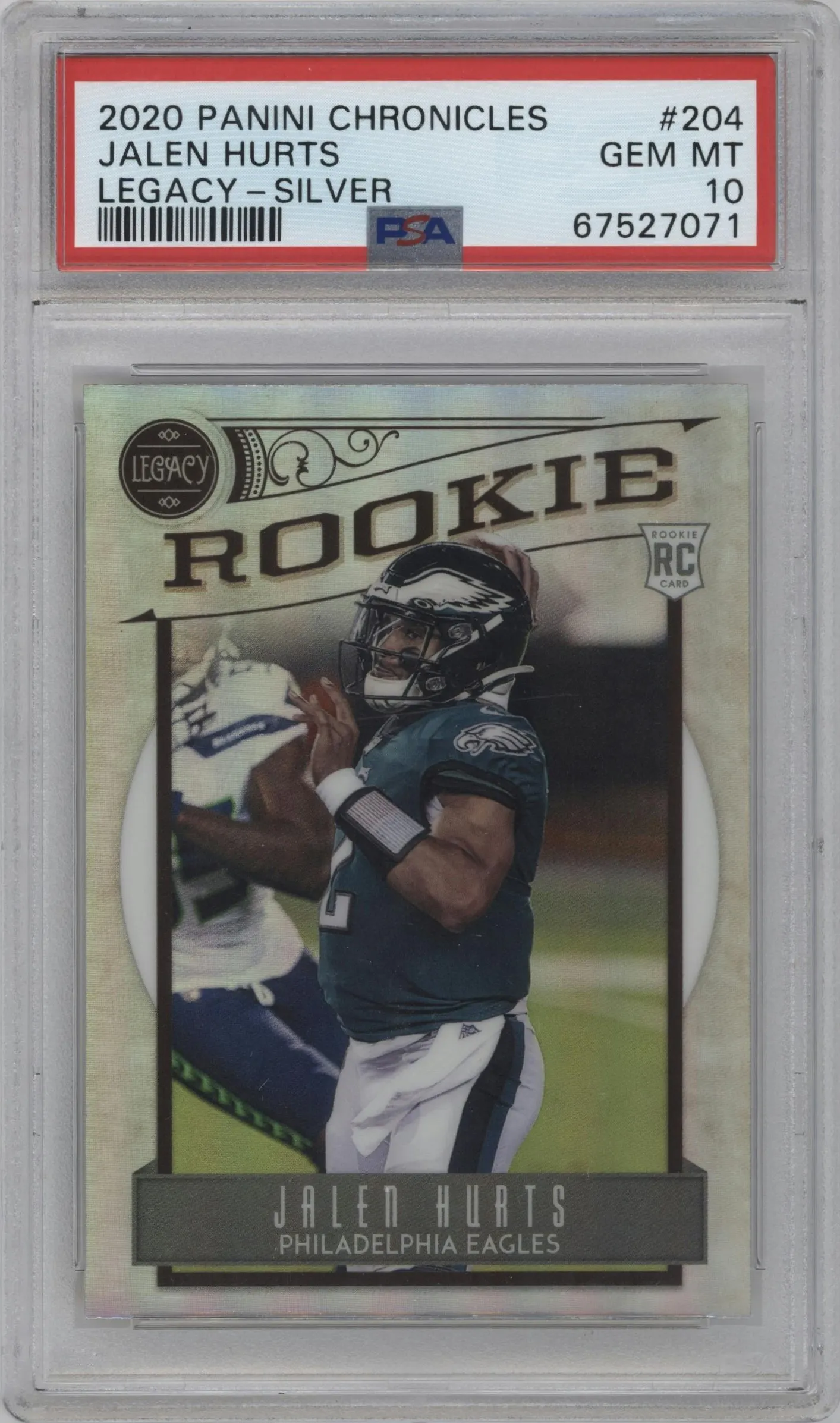 2020 Panini Chronicles Legacy Jalen Hurts Silver #204 PSA 10