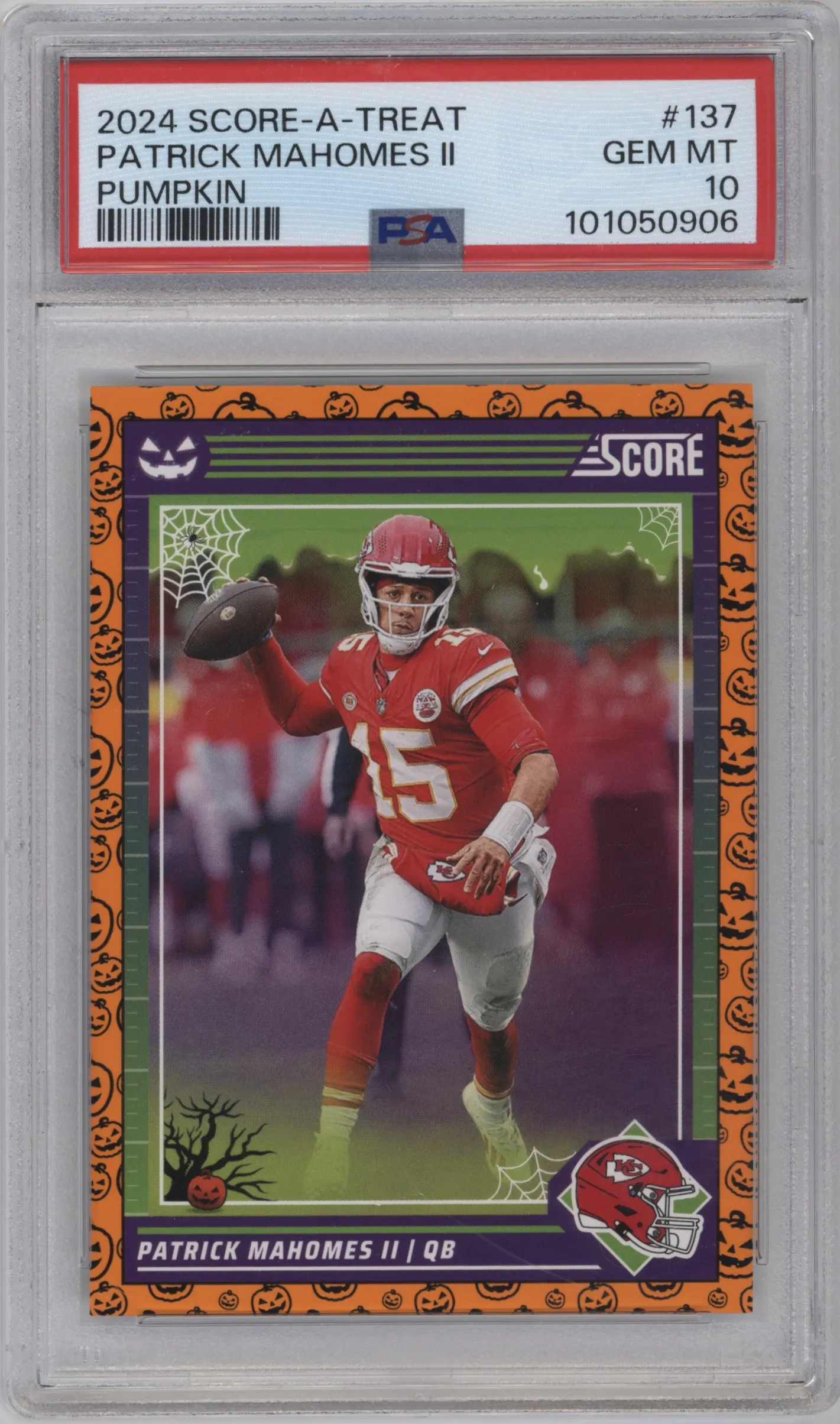 2024 Score-A-Treat Patrick Mahomes II Pumpkins #137 PSA 10