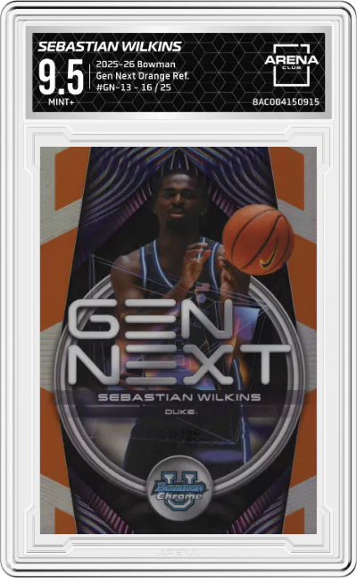 2025 Bowman Gen Next Sebastian Wilkins Orange Refractor #GN-13 ARENA CLUB 9.5