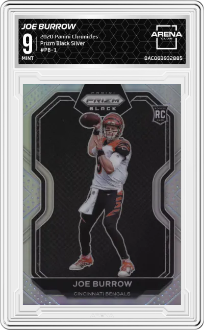 2020 Panini Chronicles Prizm Black Joe Burrow Silver ARENA CLUB 9
