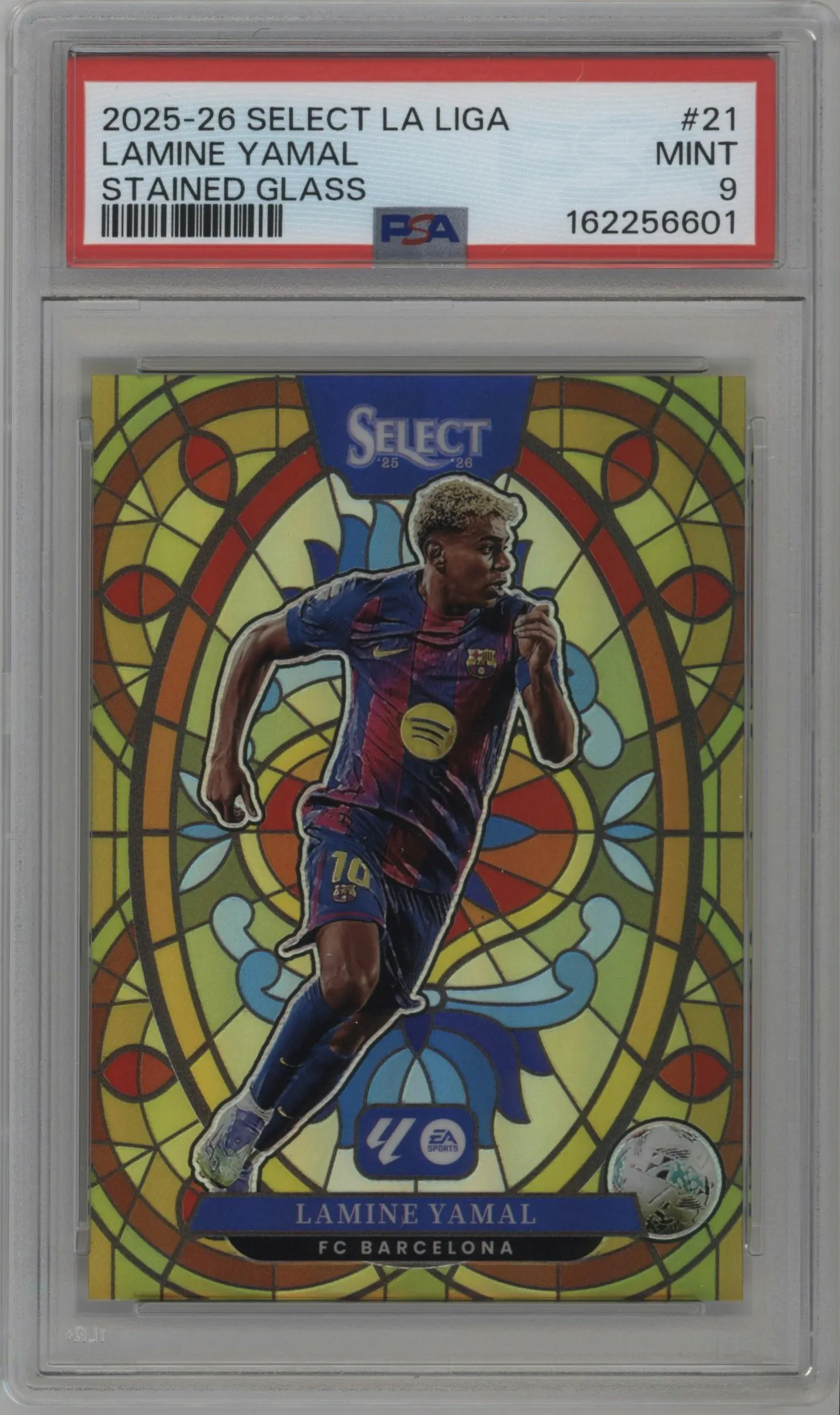 2025 Panini Select La Liga Stained Glass Lamine Yamal #21 PSA 9