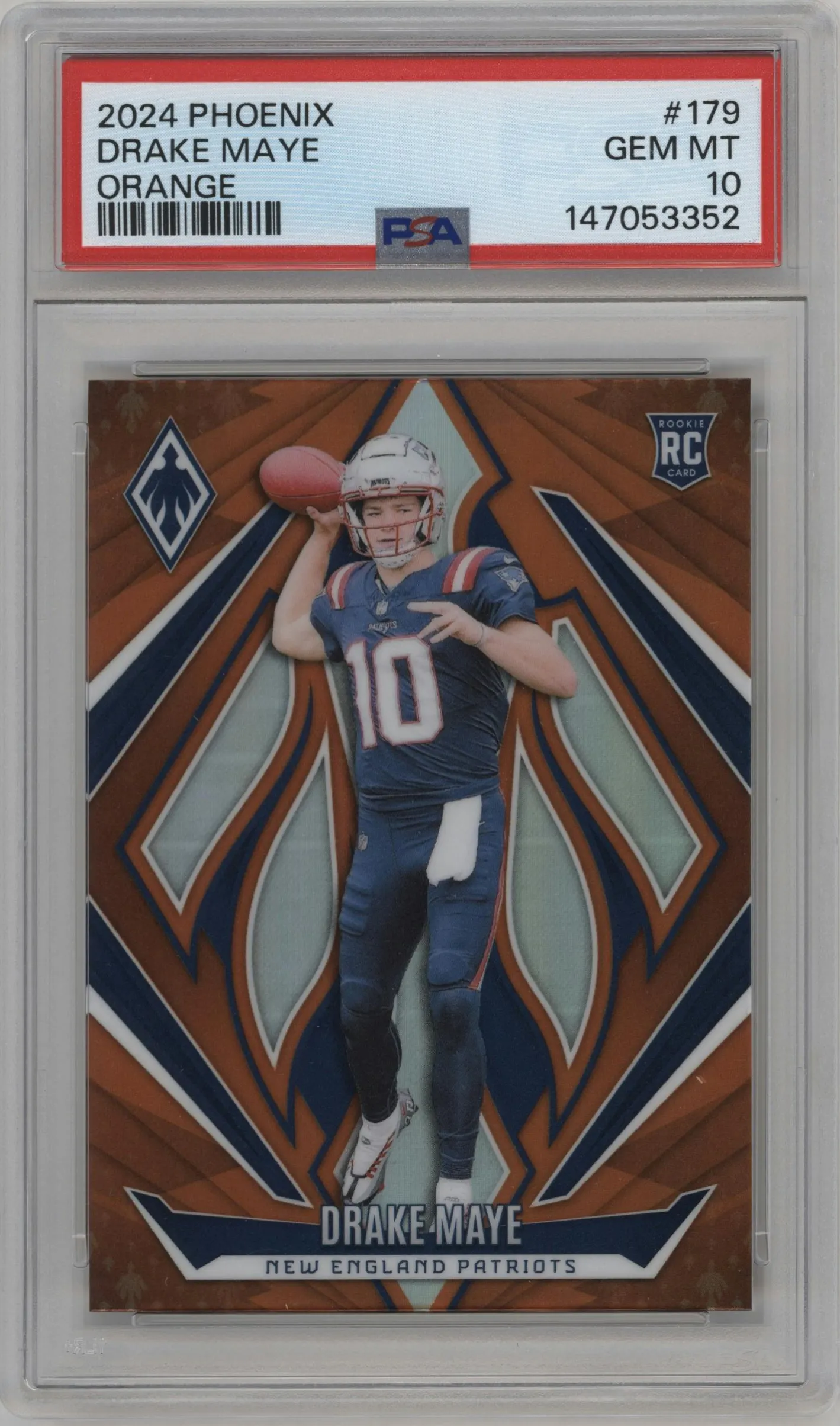 2024 Panini Phoenix Drake Maye Orange #179 PSA 10