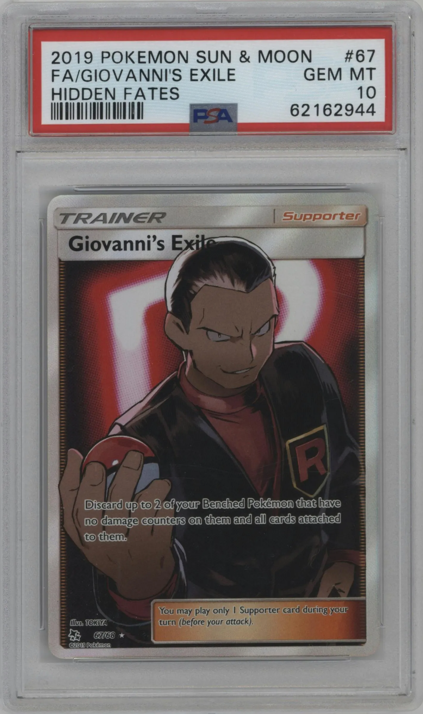 2019 Pokemon S&M Hidden Fates Giovanni's Exile #67 PSA 10