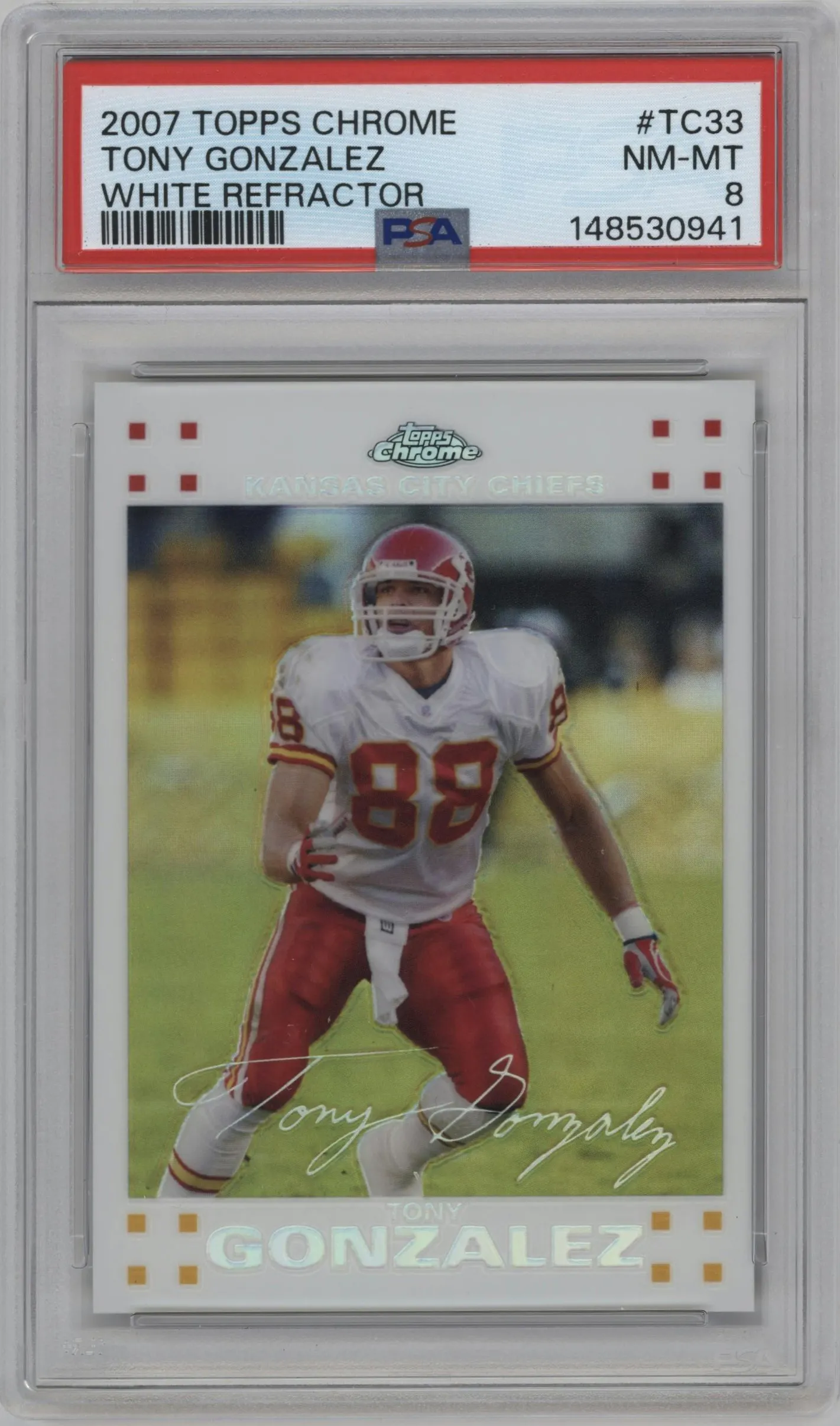 2007 Topps Chrome Tony Gonzalez White Refractor #TC33 PSA 8