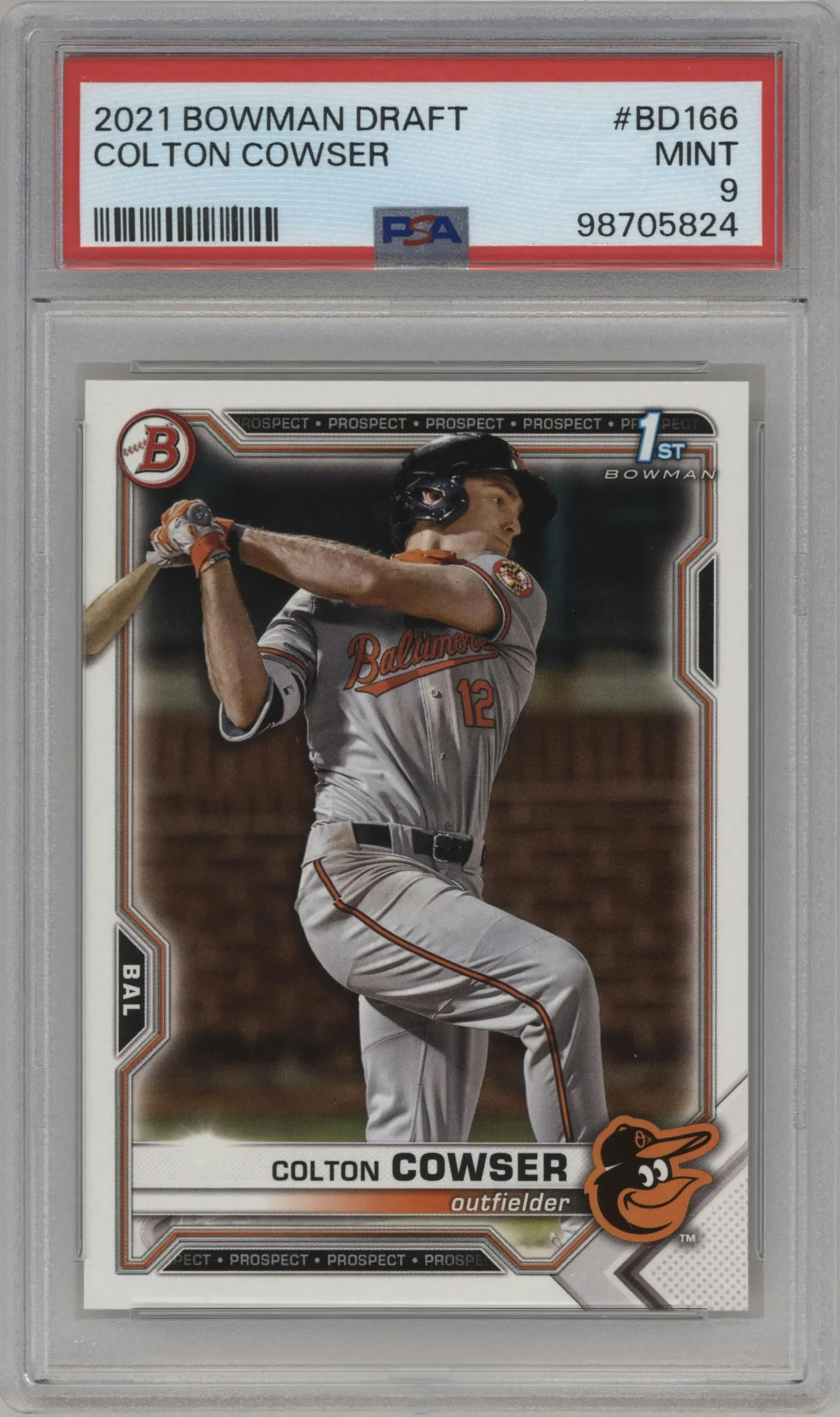 2021 Bowman Draft Prospect Colton Cowser PSA 9