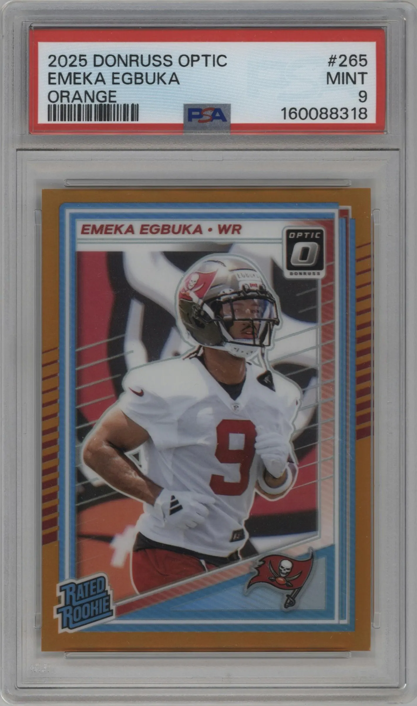 2025 Donruss Optic Rated Rookie Emeka Egbuka Orange #265 PSA 9