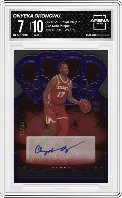 2020 Panini Crown Royale Rke.Auto Onyeka Okongwu Purple FOTL #RCA-OOK ARENA CLUB 7