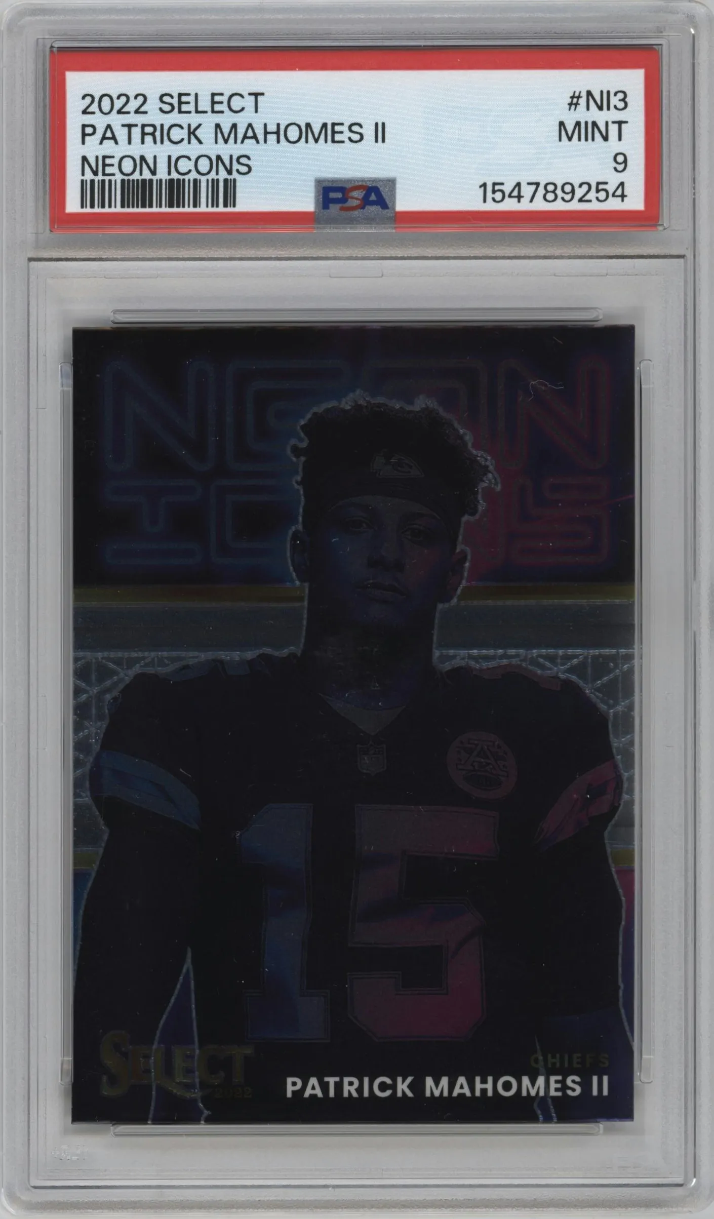 2022 Panini Select Neon Icons Patrick Mahomes II #NI-3 PSA 9
