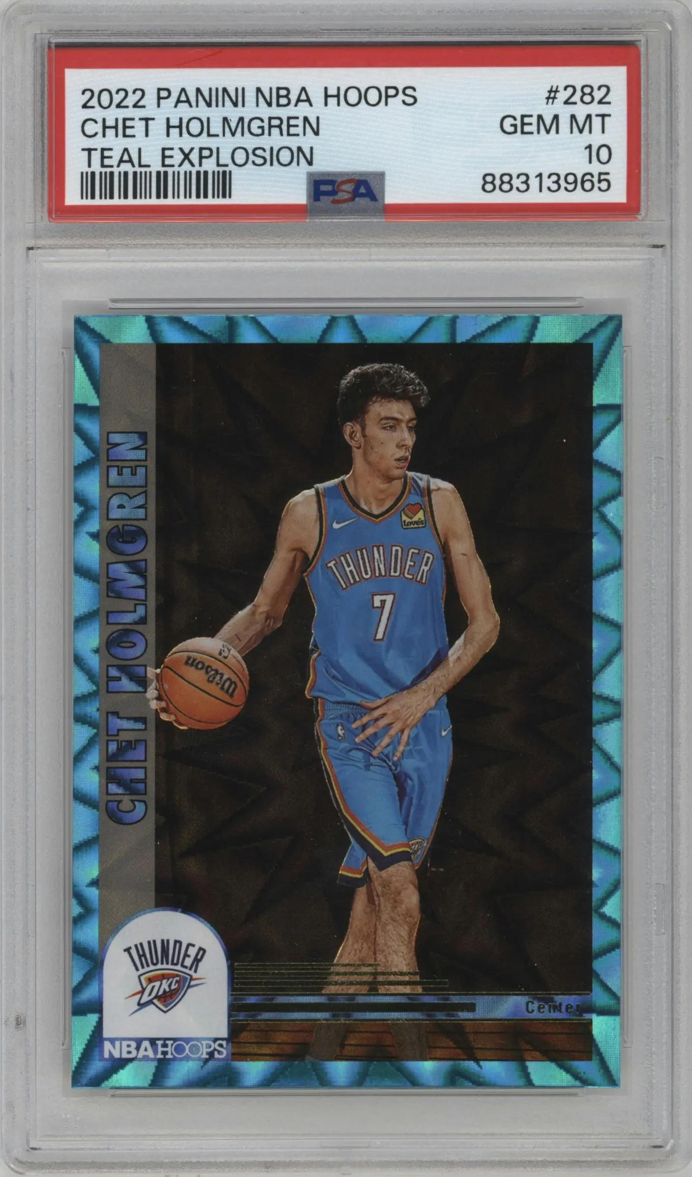 2022 Panini NBA Hoops Tribute Chet Holmgren Teal Explosion #282 PSA 10