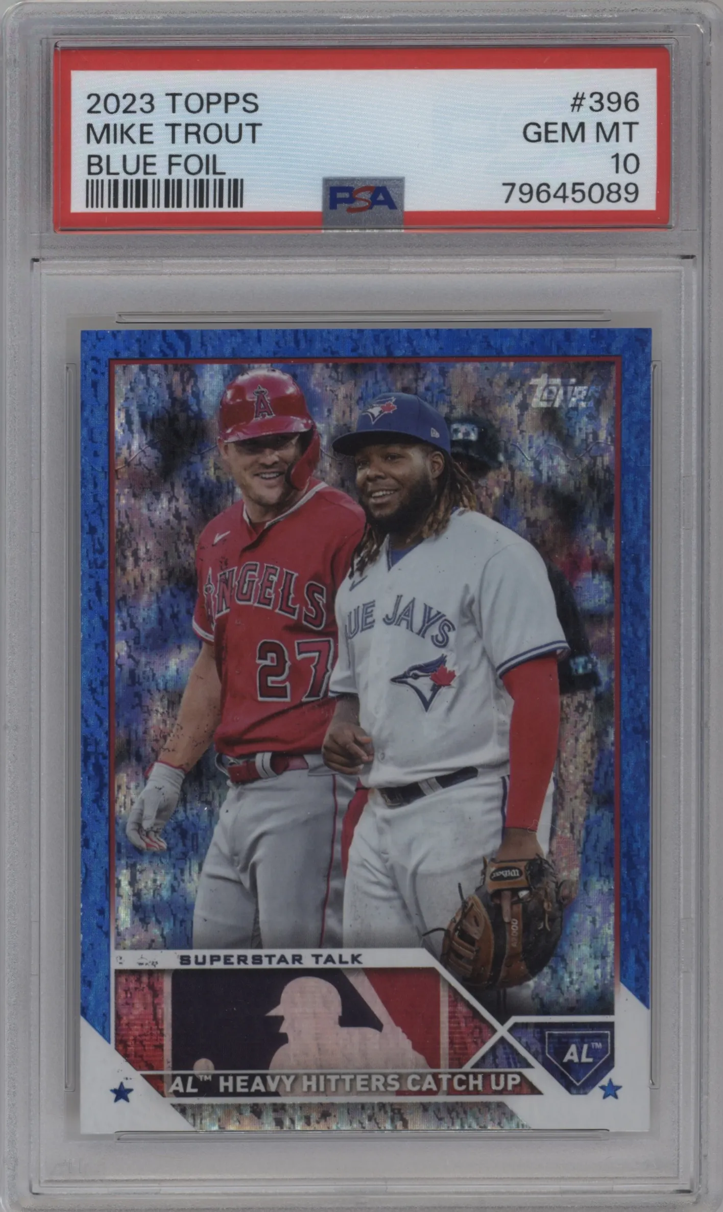 2023 Topps Series 2 Superstar Talk: AL Heavy Hitters Catch Up Blue Foil #396 PSA 10